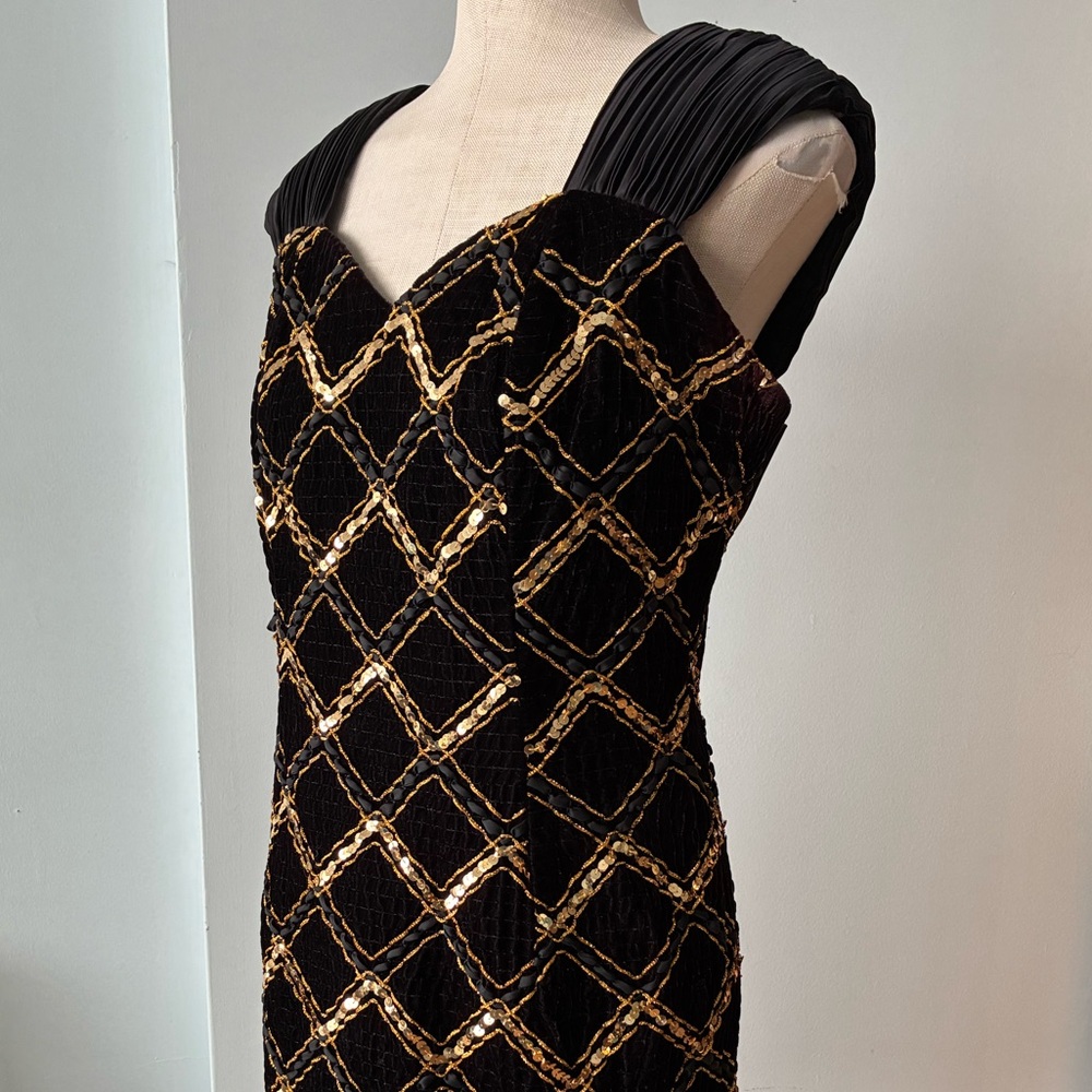 80s black & gold vintage dress
